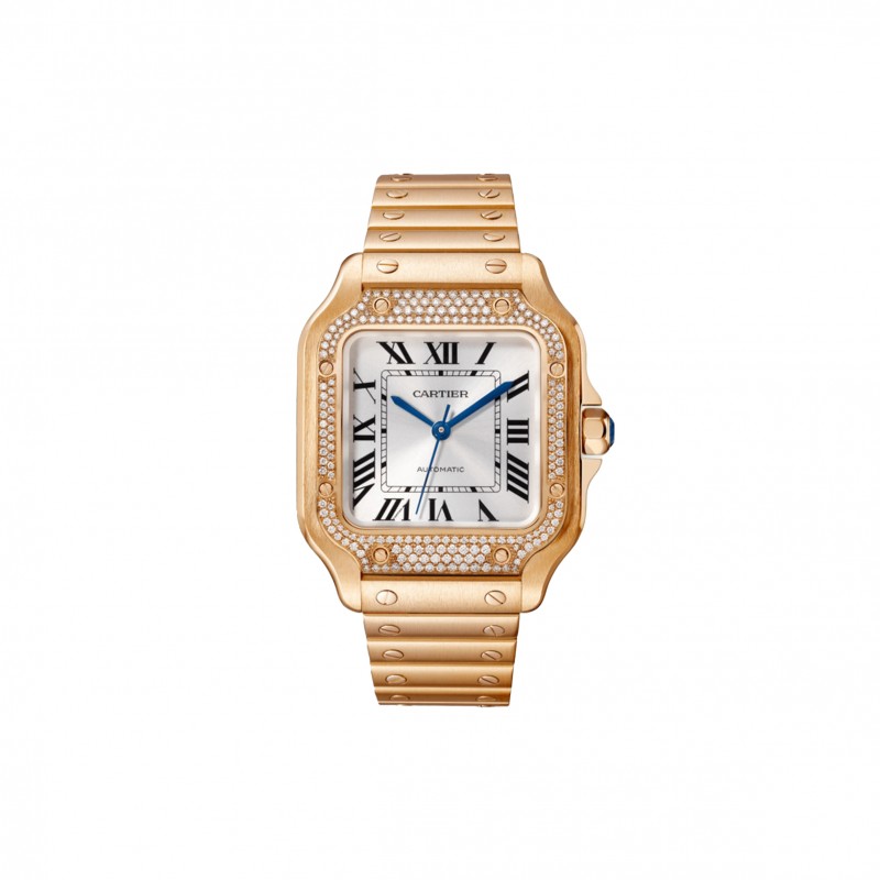 CARTIER SANTOS DE MEDIUM MODEL 18K ROSE GOLD AUTOMATIC WINDING WATCH WJSA0009