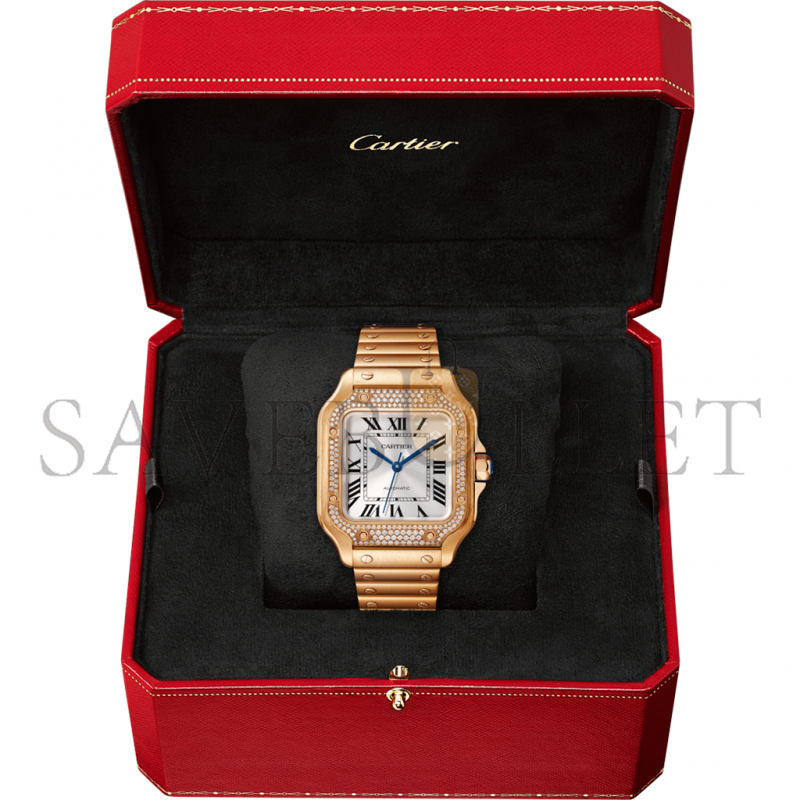 CARTIER SANTOS DE MEDIUM MODEL 18K ROSE GOLD AUTOMATIC WINDING WATCH WJSA0009