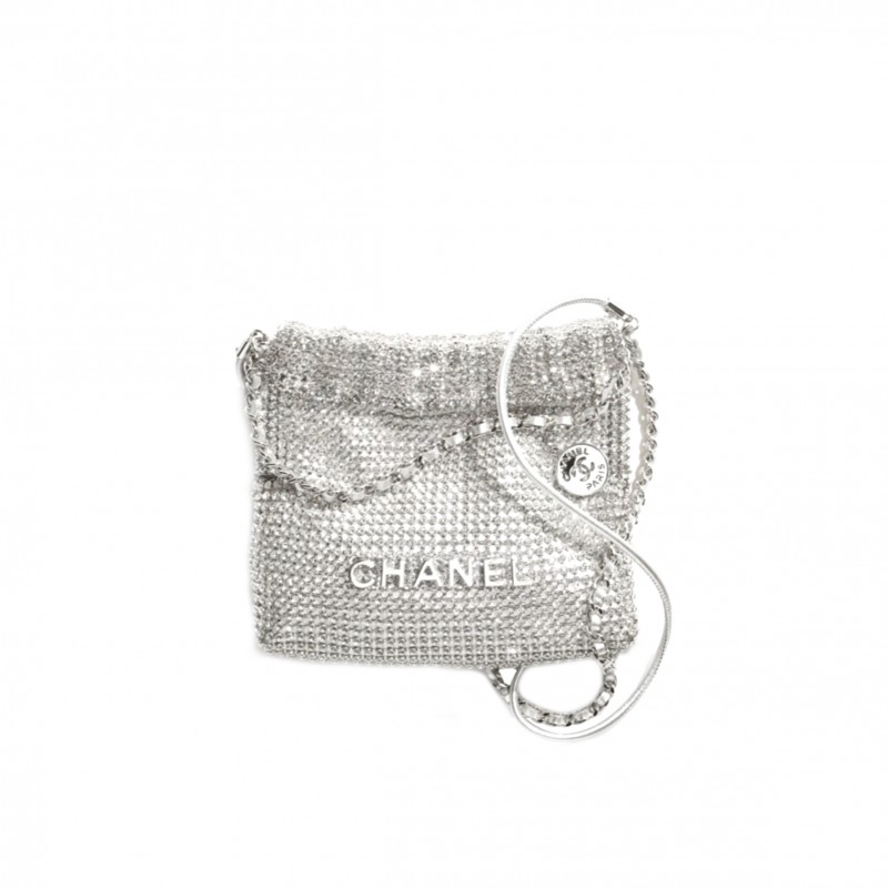 CHANEL MASTER EVENING BGA STRASS,SILVER-TONE METAL SILVER AS4894 (17*15*4cm)