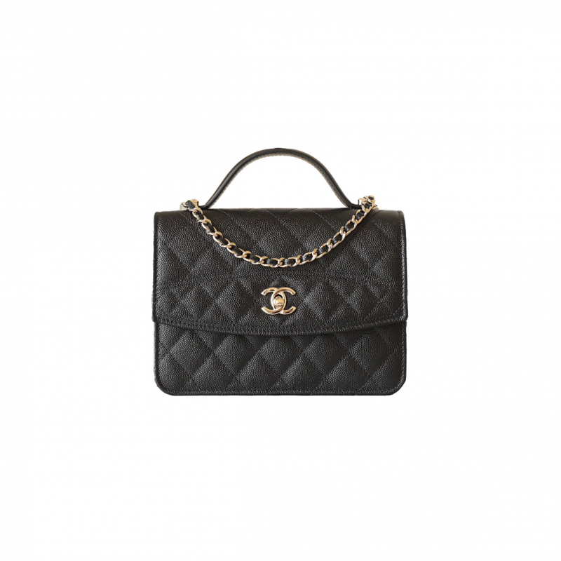 CHANEL MASTER HANDHELD MESSENGER BACKPACK BLACK GOLD BUCKLE AP4406 (18*14*3cm)