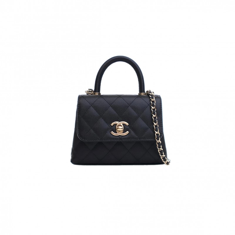 CHANEL MASTER MINI BLACK CAVIAR COCO HANDLE (14.5*11.5*5.5cm) 