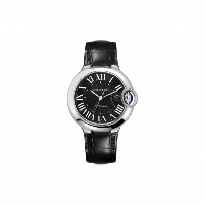 CARTIER BALLON BLEU SERIES BLACK LEATHER STRAP 42MM WATCH WSBB0003