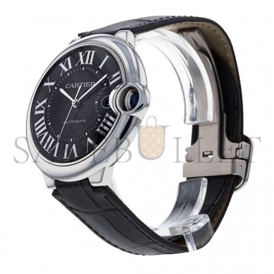 CARTIER BALLON BLEU SERIES BLACK LEATHER STRAP 42MM WATCH WSBB0003