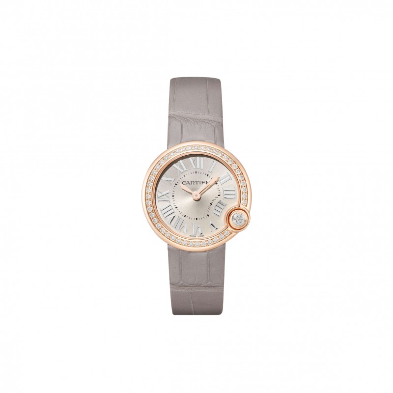 CARTIER BALLON BLANC DE CARTIER 30MM 18-KARAT ROSE GOLD, ALLIGATOR AND DIAMOND WATCH WJBL0008