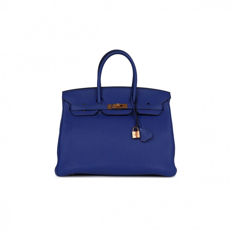 HERMÈS BIRKIN 35 BLEU ELECTRIC TOGO ROSE GOLD HARDWARE (35*28*6cm)