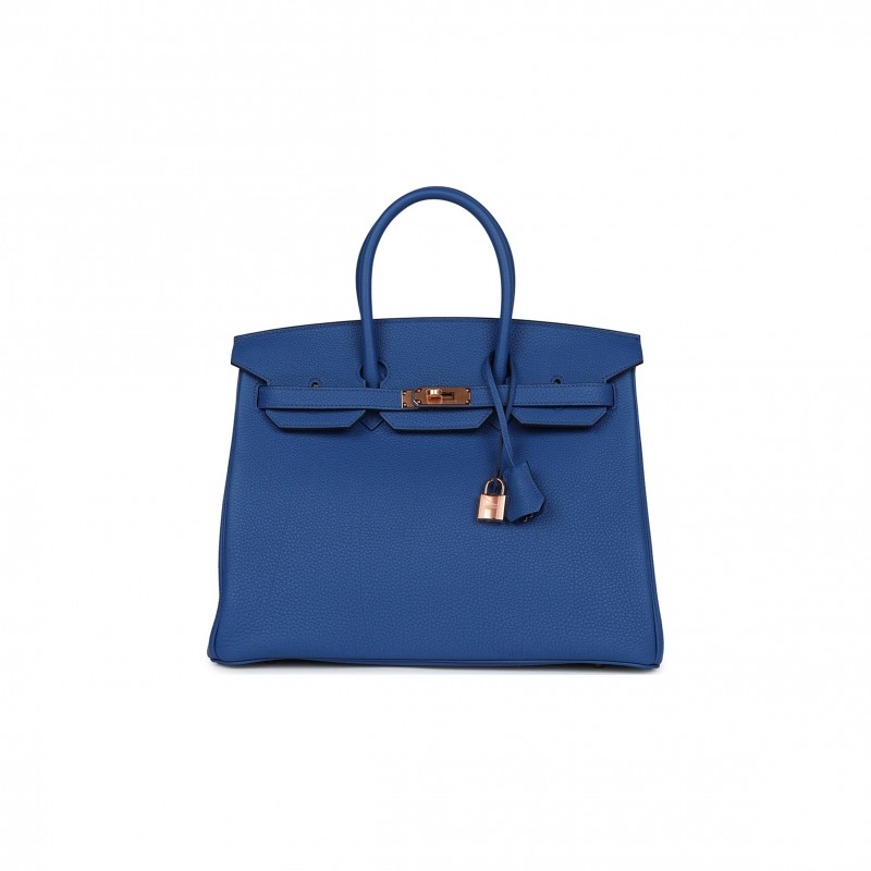 HERMÈS BIRKIN 35 BLEU ROYAL TOGO ROSE GOLD HARDWARE (35*28*18cm)