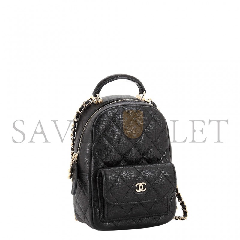 CHANEL MASTER CLASSIC CC CHAIN POCKET BACKPACK QUILTED CAVIAR MINI AP3753 (18*13*9cm)