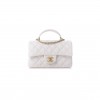 CHANEL MASTER CAVIAR QUILTED MINI TOP HANDLE RECTANGULAR FLAP WHITE (20*13*9cm) 