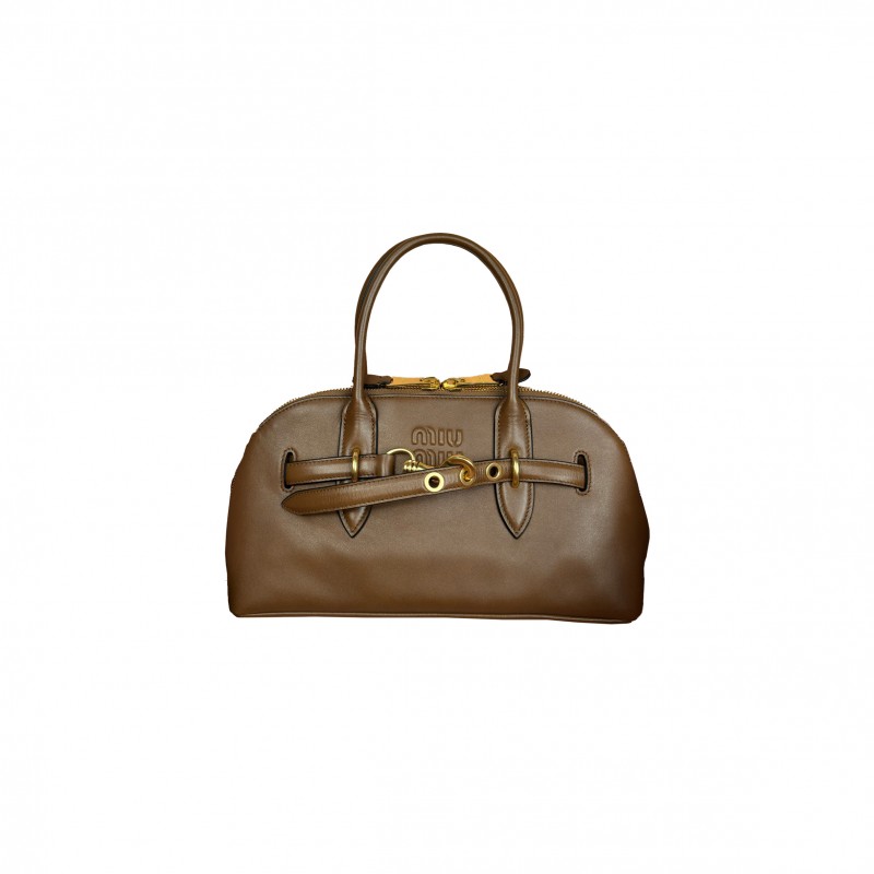 MIU MIU AVENTURE NAPPA LEATHER BROWN HANDBAG 5BB168 (33*17*11cm)