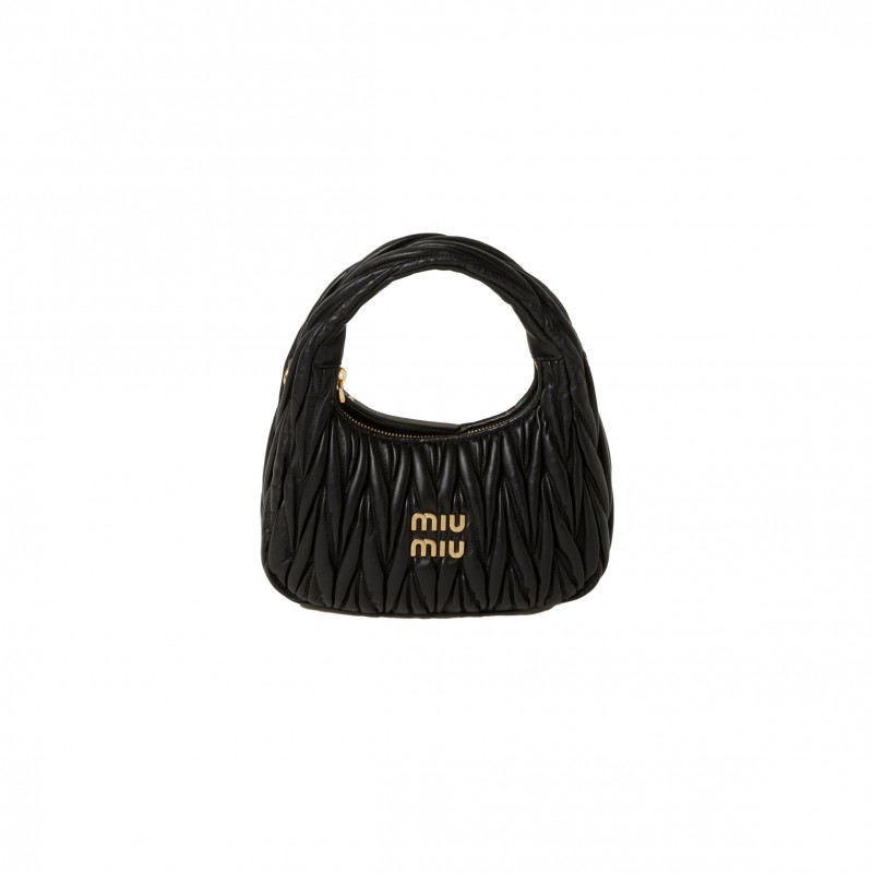 MIU MIU WANDER MATELASSÉ NAPPA LEATHER HOBO BAG 5BC125 (20*17*6cm)