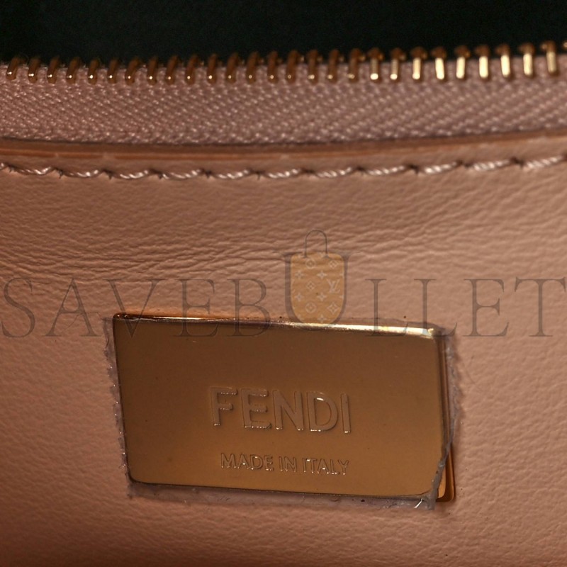 FENDI VITELLO GRACE INTRECCIO MINI PEEKABOO ICONIC SATCHEL LIGHT ROSE (23*18*10cm)