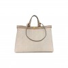 FENDI CANVAS VITELLO KING FF EMBROIDERED MEDIUM PEEKABOO X-TOTE POUDRE (41*29*15cm)