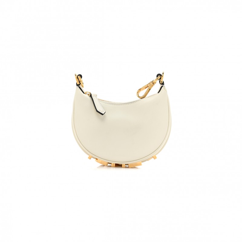 FENDI VITELLO GRACE MATTE NANO FENDIGRAPHY HOBO CHARM WHITE ICE (15*11*5cm)