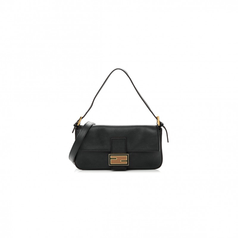 FENDI VITELLO FLAMINGO ENAMEL BAGUETTE BLACK (27*15*4cm) FENDI VITELLO FLAMINGO ENAMEL BAGUETTE BLACK (27*15*4cm)