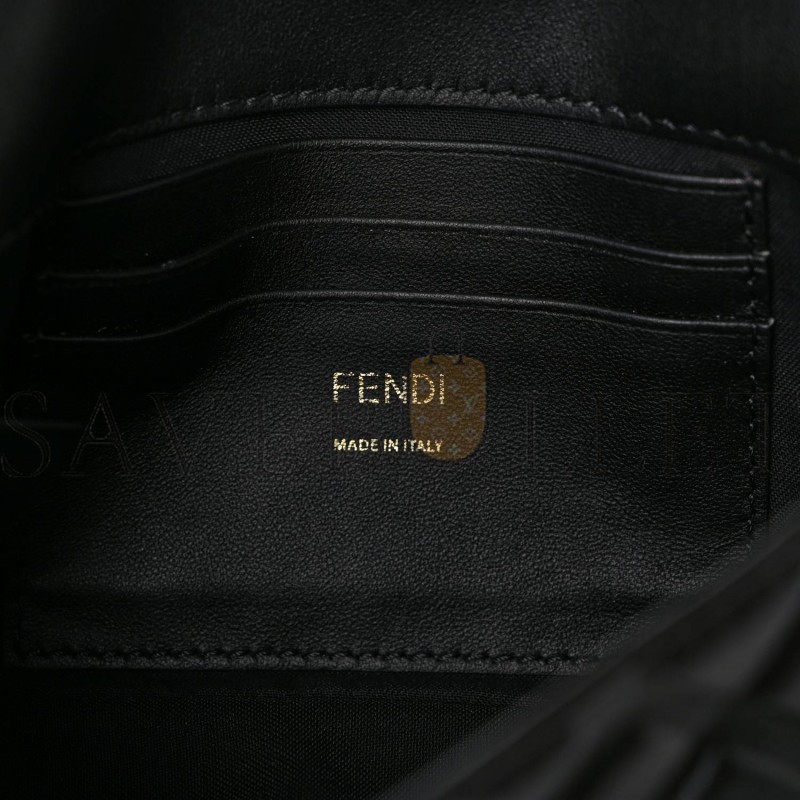 FENDI NAPPA FF 1974 EMBOSSED MINI BAGUETTE BLACK (18*12*4cm)