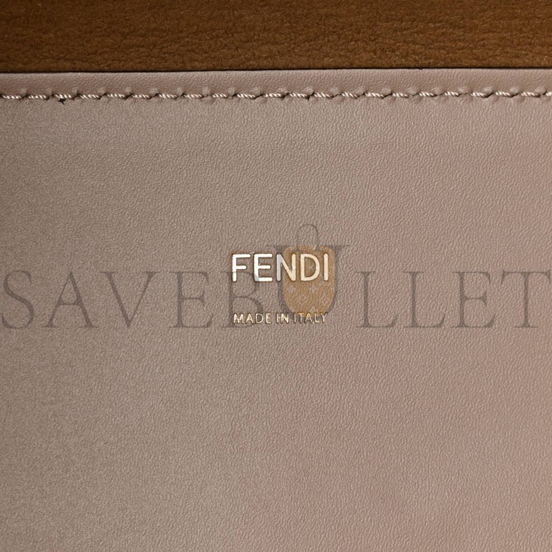 FENDI VITELLO KING PLEXIGLASS LOGO EMBOSSED MEDIUM FENDI SUNSHINE SHOPPER TOTE TORTORA (36*30*15cm)