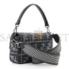 FENDI WOOL VITELLO KING HOUNDSTOOTH FF EMBROIDERED BAGUETTE GRIGIO ANTHRACITE (27*17*6cm) FENDI WOOL VITELLO KING HOUNDSTOOTH FF EMBROIDERED BAGUETTE GRIGIO ANTHRACITE (27*17*6cm)