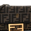 FENDI FABRIC JACQUARD FF 1974 MINI BAGUETTE TOBACCO MORO BLACK (19*11*5cm)