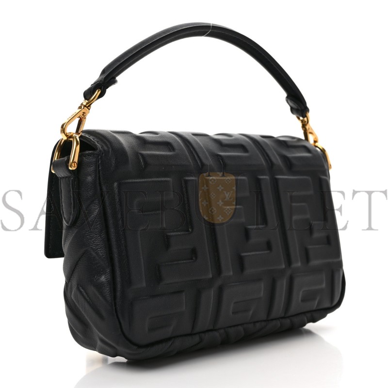 FENDI NAPPA FF 1974 EMBOSSED MINI BAGUETTE BLACK (18*12*4cm)