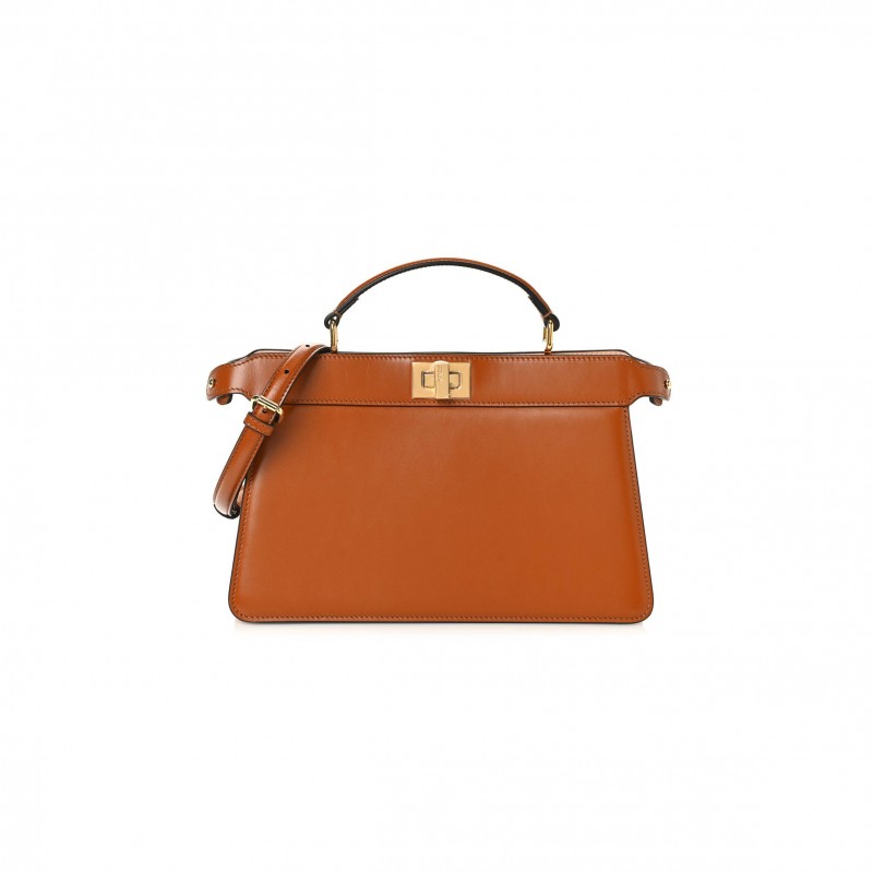 FENDI VITELLO KING LUXOR SHINY NAPPA MEDIUM PEEKABOO I SEE U EAST WEST SATCHEL BRANDY LIGHT ROSE (29*18*10cm) FENDI VITELLO KING LUXOR SHINY NAPPA MEDIUM PEEKABOO I SEE U EAST WEST SATCHEL BRANDY LIGHT ROSE (29*18*10cm)