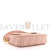 FENDI CANVAS VITELLO KING EXTRA STRAP FF EMBROIDERED BAGUETTE BABY PINK (27*15*6cm)