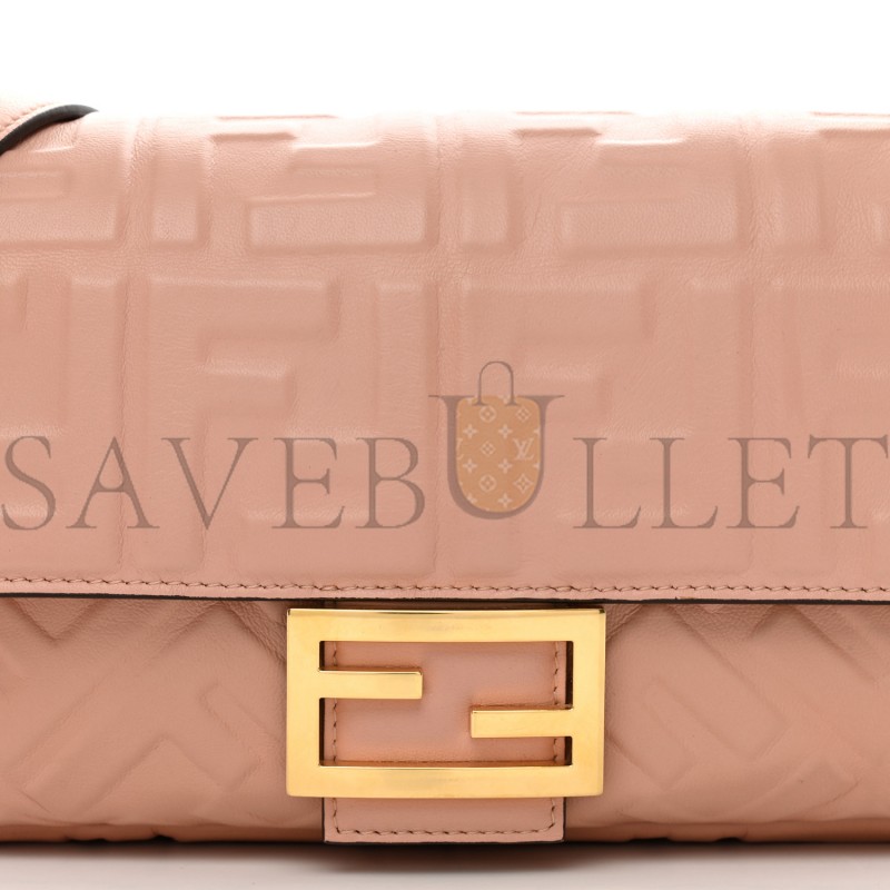 FENDI NAPPA FF 1974 EMBOSSED BAGUETTE ROSA BOURBON (27*15*6cm)