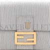 FENDI COTTON CUOIO BRETAGNA STRIPED BAGUETTE GRIGIO WHITE BLACK (27*15*6cm)