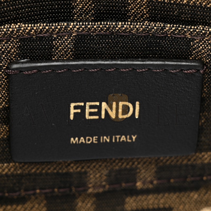 FENDI VITELLO KING PLEXIGLASS LOGO EMBOSSED MINI BY THE WAY TOP HANDLE BOSTON BAG TORTORA (17*11*8cm)