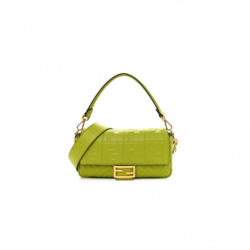 FENDI NAPPA FF 1974 EMBOSSED BAGUETTE WASABI (26*15*5cm)