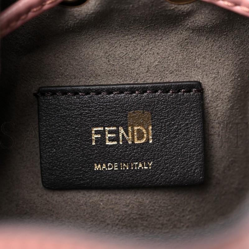 FENDI VITELLO LIBERTY F IS FENDI STUDDED MINI MON TRESOR BUCKET BAG ENGLISH ROSE (18*12*10cm)