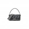 FENDI WOOL VITELLO KING HOUNDSTOOTH FF EMBROIDERED BAGUETTE GRIGIO ANTHRACITE (27*17*6cm) FENDI WOOL VITELLO KING HOUNDSTOOTH FF EMBROIDERED BAGUETTE GRIGIO ANTHRACITE (27*17*6cm)