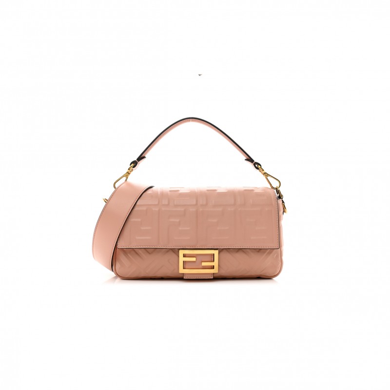 FENDI NAPPA FF 1974 EMBOSSED BAGUETTE ROSA BOURBON (27*15*6cm)