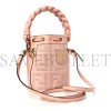 FENDI CANVAS NAPPA F IS FENDI FF EMBROIDERED MINI MON TRESOR BUCKET BAG BABY PINK (18*12*10cm)