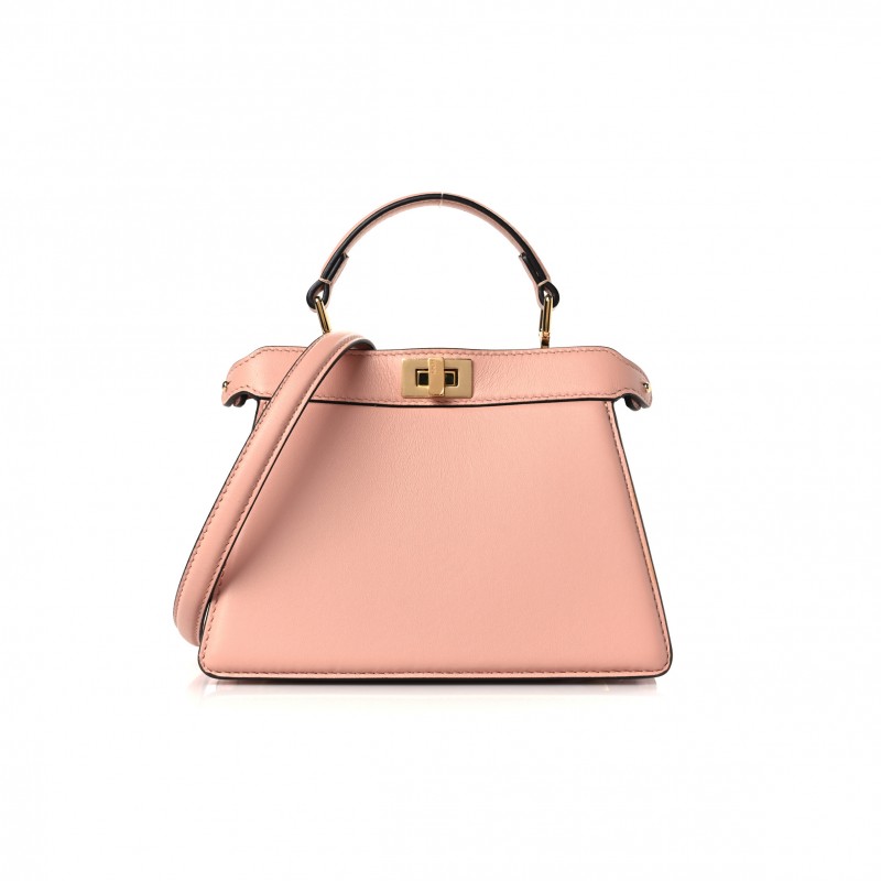 FENDI SHINY NAPPA PETITE PEEKABOO I SEE U SATCHEL BABY PINK (20*15*11cm)