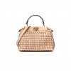 FENDI VITELLO GRACE INTRECCIO MINI PEEKABOO ICONIC SATCHEL LIGHT ROSE (23*18*10cm)