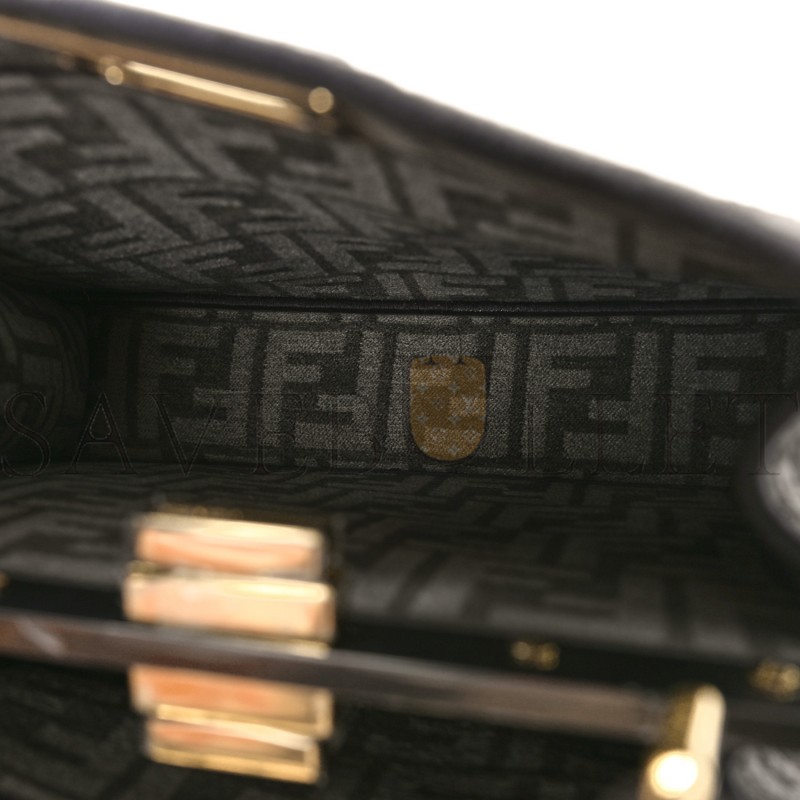 FENDI CHENILLE VITELLO SETA FF SMALL PEEKABOO I SEE U SATCHEL ANTHRACITE ASFALTO (27*20*13cm)