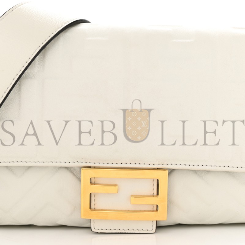 FENDI NAPPA FF 1974 EMBOSSED BAGUETTE WHITE (26*15*6cm)