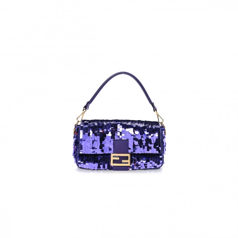 FENDI SEQUIN PAILLETTES SHINY NAPPA SEX AND THE CITY BAGUETTE VIOLA PURPLE RAIN (27*15*6cm)