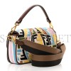 FENDI X SARA COLEMAN CANVAS VITELLO KING SETA FF FISH EYE EMBROIDERED BAGUETTE GREZZO MULTICOLOR GHIANDA (28*15*6cm)