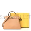 FENDI VITELLO SETA NAPPA BI-COLOR SMALL PEEKABOO I SEE U SATCHEL MIELE SCURO LIGHT ROSE TORTORA (27*20*11cm)