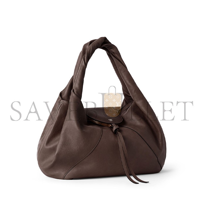 FENDI SPY DARK BROWN LEATHER BAG 8BR839AYCTF0L1B (48*22*20cm)