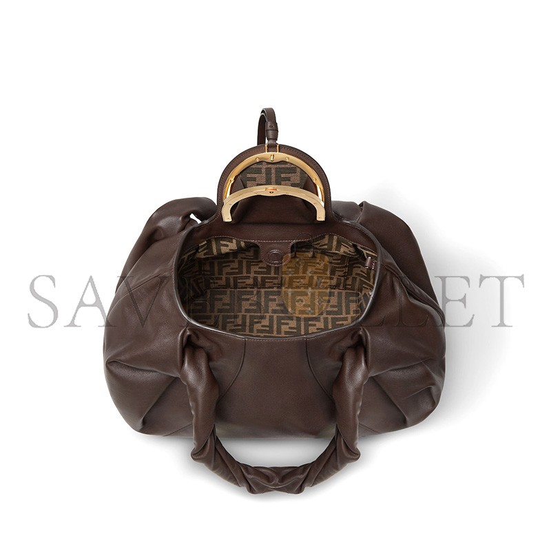 FENDI SPY DARK BROWN LEATHER BAG 8BR839AYCTF0L1B (48*22*20cm)