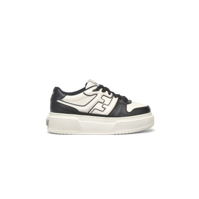 FENDI MATCH BLACK LEATHER PLATFORM LOW-TOPS 8E8571AOMNF1PYU