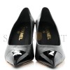 CHANEL GOATSKIN PATENT CALFSKIN CAP TOE CC PEARL PUMPS 