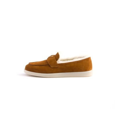 PRADA SUEDE AND WOOL LOAFERS 1D222N