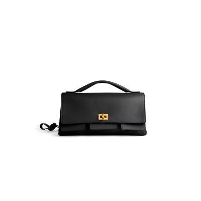 BALENCIAGA WOMEN'S BEL AIR CLUTCH ON STRAP SMALL IN BLACK 8349432ABAV1000 (26.9*13.9*5.3cm)