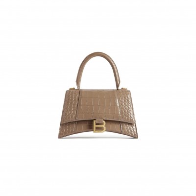 BALENCIAGA WOMEN'S HOURGLASS HANDBAG SMALL IN BROWN 5935461LRGM1212 (22.9*15*9.9cm)
