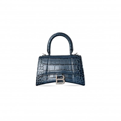 BALENCIAGA WOMEN'S HOURGLASS HANDBAG XS IN BLUE 5928331LRVM1011 (18.8*13*7.9cm) BALENCIAGA WOMEN'S HOURGLASS HANDBAG XS IN BLUE 5928331LRVM1011 (18.8*13*7.9cm)