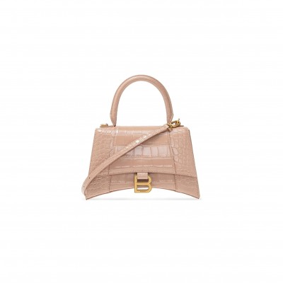 BALENCIAGA WOMEN'S HOURGLASS HANDBAG SMALL IN NUDE 5935461LR6Y6310 (22.9*15*9.9cm)
