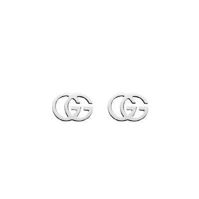 GUCCI GG TISSUE 18CT WHITE GOLD STUD EARRINGS GUCCI GG TISSUE 18CT WHITE GOLD STUD EARRINGS